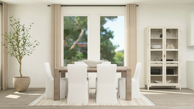 interior space with wood finished floors and baseboards