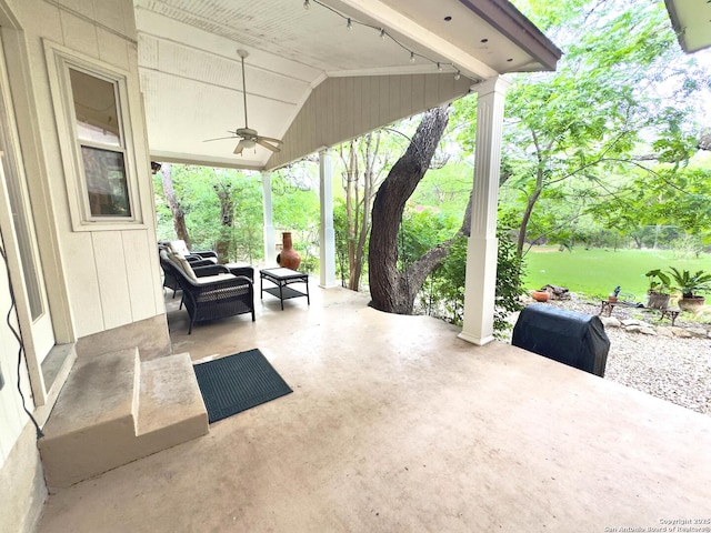 view of patio / terrace with ceiling fan