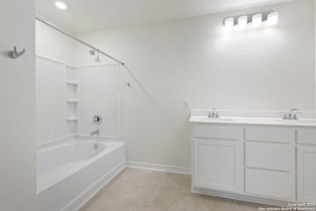 4770 Pico Pico St, San Antonio, TX 78222 - bathroom with baseboards,  shower combination, and double vanity