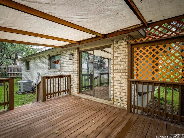 deck with central AC unit