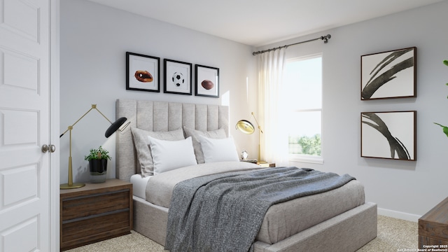 carpeted bedroom with baseboards