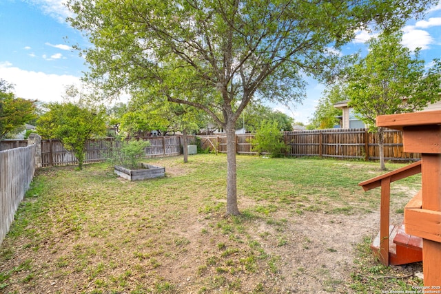 view of yard featuring a fenced backyard