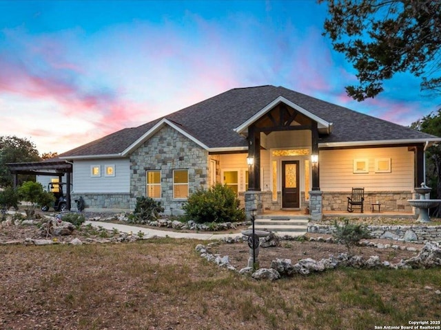 1547 Moon Vw, New Braunfels, TX 78132 - craftsman-style home featuring stone siding and roof with shingles