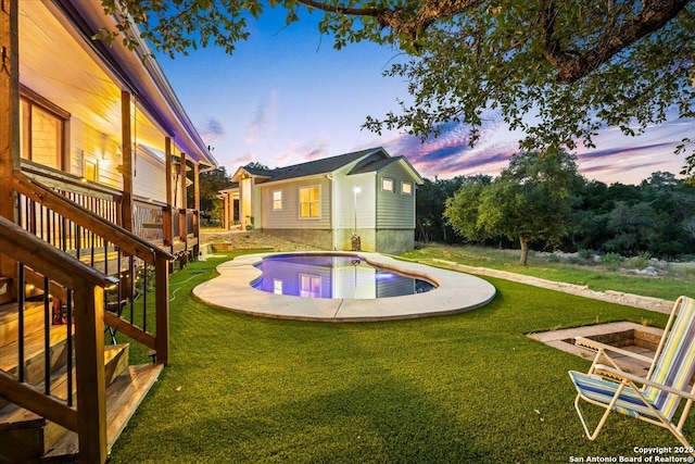 1547 Moon Vw, New Braunfels, TX 78132 - outdoor pool featuring a wooden deck, a yard, and stairway