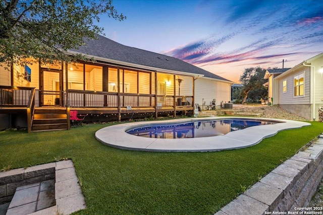 1547 Moon Vw, New Braunfels, TX 78132 - outdoor pool with a lawn and a wooden deck