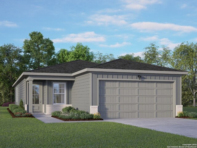 2515 Dry Moss Way, San Antonio, TX 78224 - view of front facade with brick siding, driveway, a front lawn, and a garage