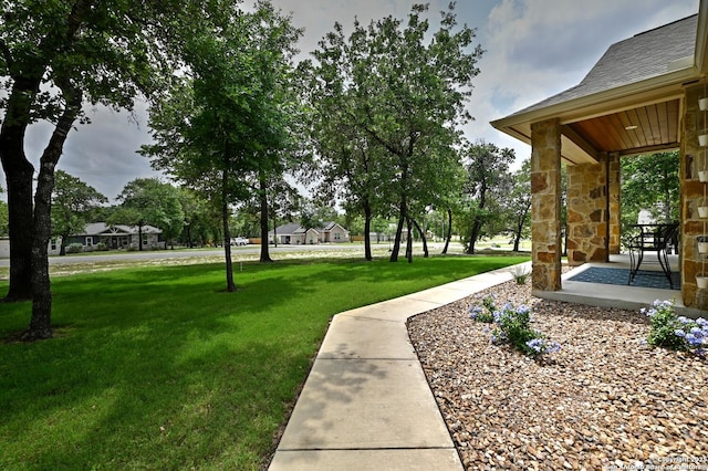exterior space with a yard