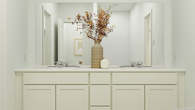 bathroom with double vanity and a sink