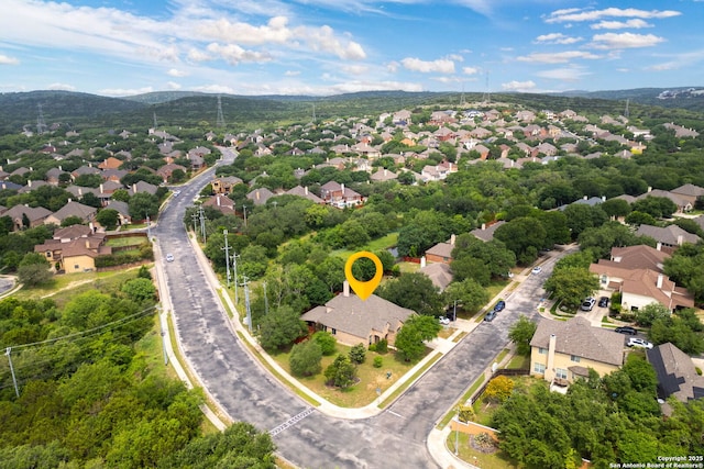 aerial view with a residential view and a mountain view