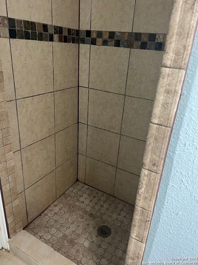 bathroom with a tile shower