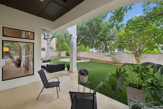 view of patio / terrace featuring a fenced backyard