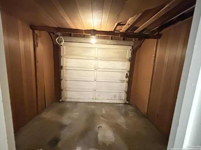 garage with wooden walls