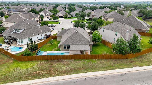 drone / aerial view with a residential view