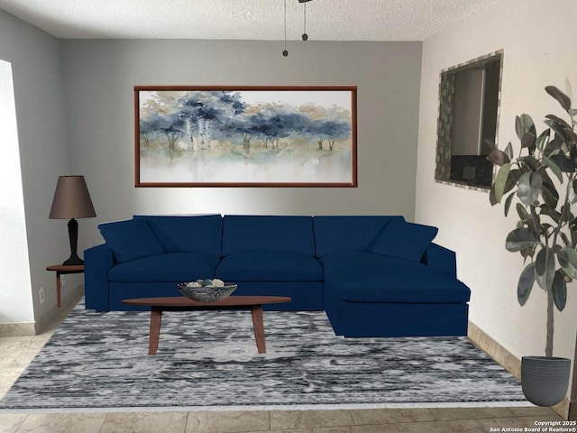 4949 Hamilton Wolfe Unit 8104, San Antonio, TX 78229 - living room featuring a textured ceiling