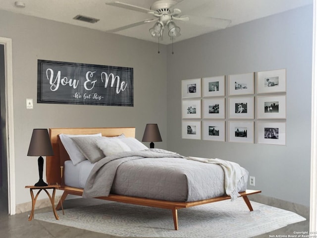 4949 Hamilton Wolfe Unit 8104, San Antonio, TX 78229 - bedroom featuring a ceiling fan and visible vents