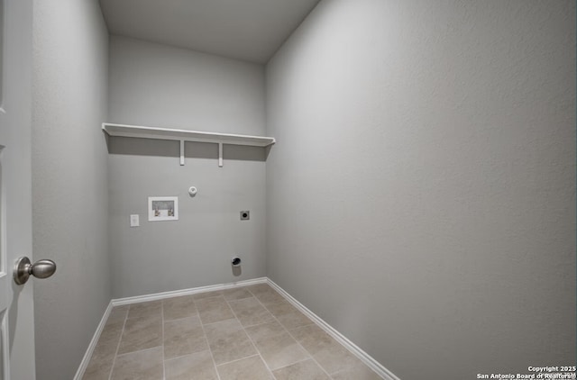 laundry room featuring laundry area, hookup for a washing machine, gas dryer hookup, baseboards, and hookup for an electric dryer