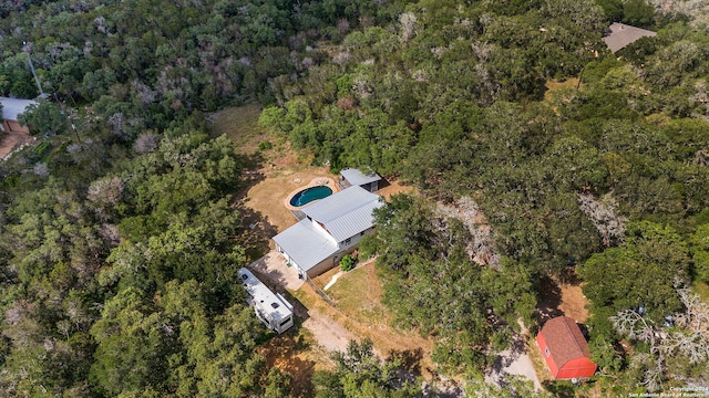 drone / aerial view with a forest view