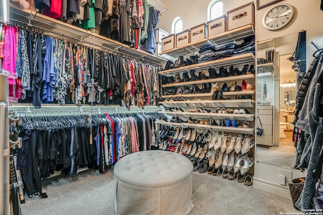 walk in closet featuring carpet