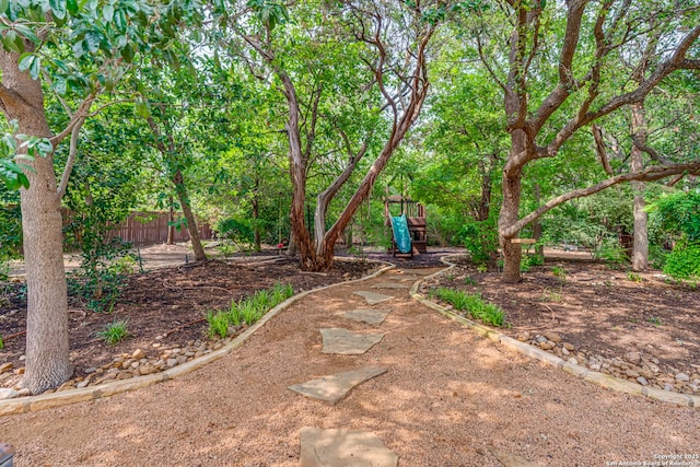 view of yard with fence