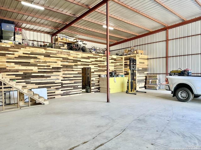 garage featuring metal wall