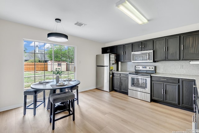 kitchen with visible vents, light countertops, plenty of natural light, and stainless steel appliances