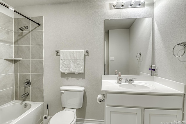full bathroom with vanity, toilet, and shower / washtub combination