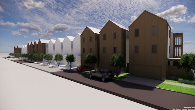 view of building exterior featuring a garage