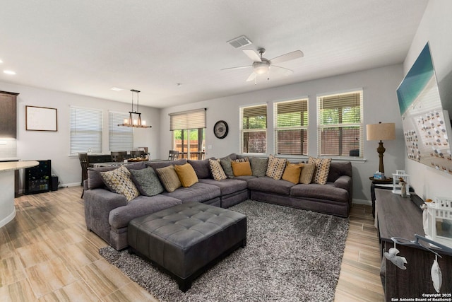 7914 Blackhawk Pass, San Antonio, TX 78253 - living area with ceiling fan, plenty of natural light, light wood-type flooring, and recessed lighting