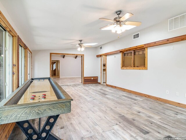 105 Sheffield, San Antonio, TX 78213 - rec room featuring light wood-type flooring, ceiling fan, and baseboards