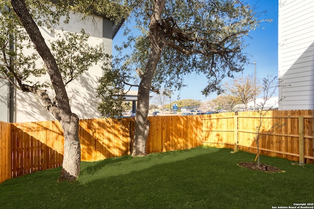 view of yard featuring a fenced backyard
