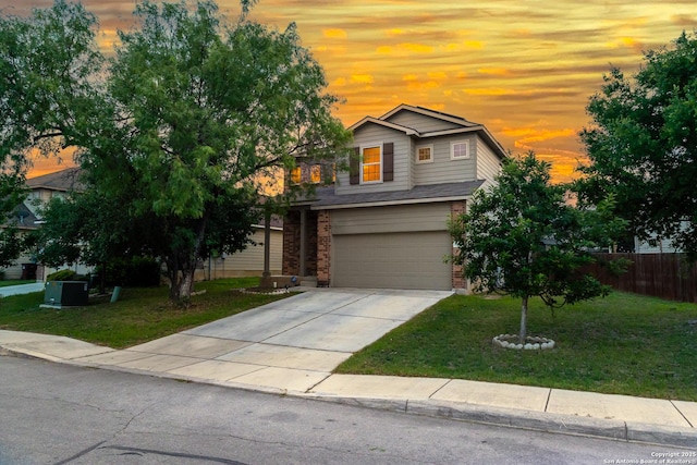 1843 Gray Fox, San Antonio, TX 78245 - obstructed view of property with a yard, an attached garage, fence, and driveway