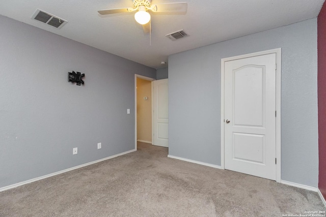 1843 Gray Fox, San Antonio, TX 78245 - unfurnished bedroom with visible vents, carpet, ceiling fan, and baseboards