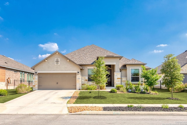 140 Cordova, Boerne, TX 78006 - view of front facade featuring an attached garage, concrete driveway, stucco siding, and stone siding