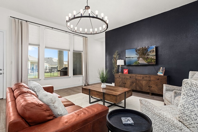 140 Cordova, Boerne, TX 78006 - living area with wood finished floors and a chandelier