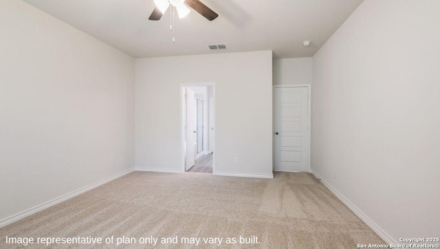 21031 Millstream Bnd, San Antonio, TX 78266 - carpeted empty room with baseboards, ceiling fan, and visible vents