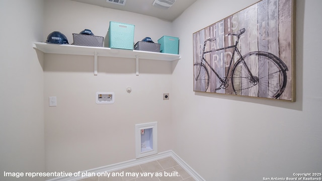 laundry room featuring washer hookup, laundry area, hookup for a gas dryer, baseboards, and visible vents