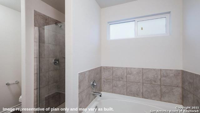 14610 Clay Ridge Run, San Antonio, TX 78253 - full bath with a stall shower, toilet, and a bath