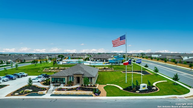 bird's eye view with a residential view