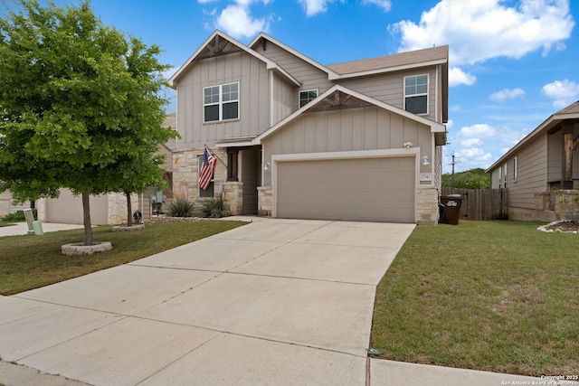 27342 Emilie Cyn, San Antonio, TX 78260 - craftsman-style home with board and batten siding, fence, driveway, and stone siding