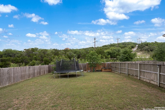 27342 Emilie Cyn, San Antonio, TX 78260 - view of yard featuring a fenced backyard and a trampoline