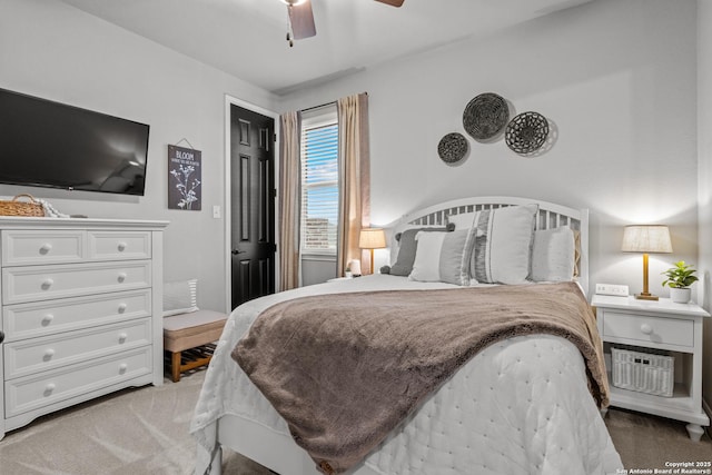 bedroom featuring carpet floors and a ceiling fan