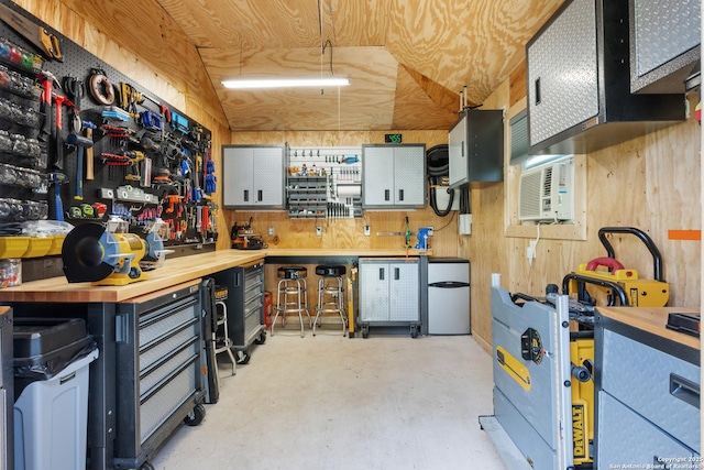 interior space with a workshop area