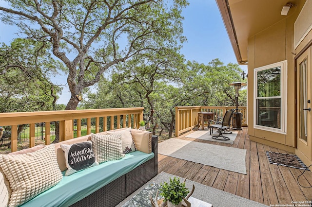 27030 Vaughns Vw, San Antonio, TX 78260 - wooden deck featuring outdoor lounge area