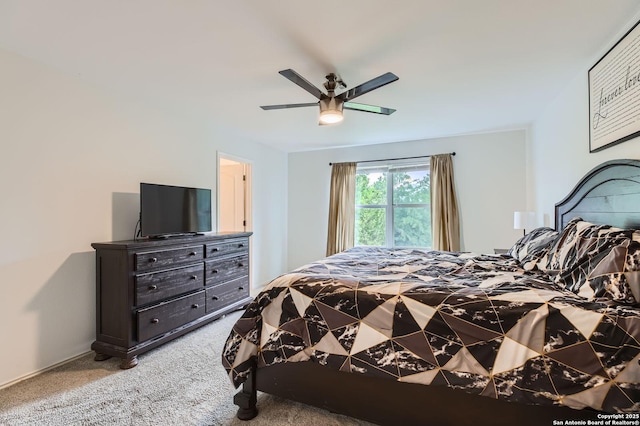 bedroom with carpet flooring and ceiling fan