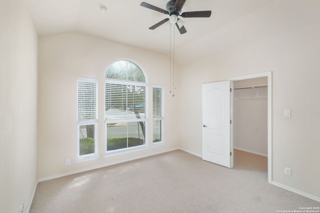 5803 Sugarberry, San Antonio, TX 78253 - unfurnished bedroom with baseboards, carpet, a spacious closet, and lofted ceiling