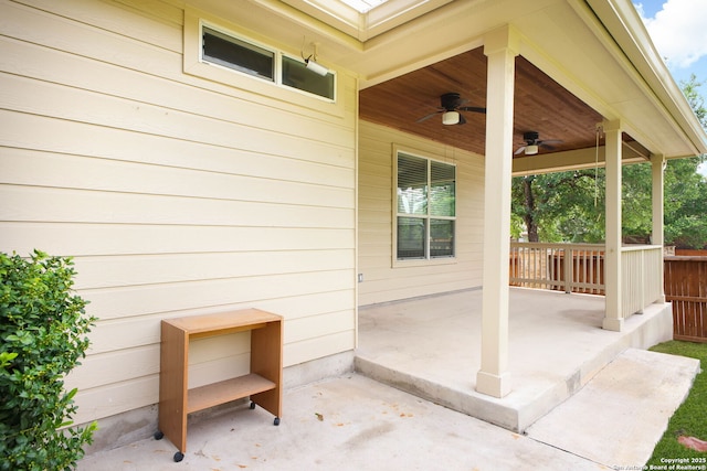 5803 Sugarberry, San Antonio, TX 78253 - view of patio / terrace featuring fence and ceiling fan