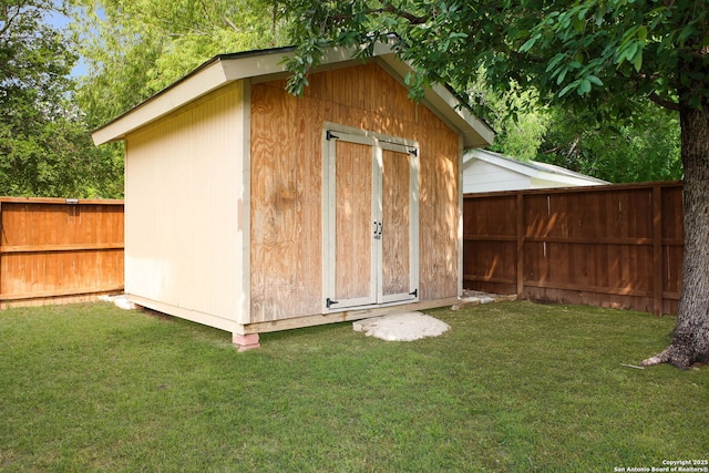 5803 Sugarberry, San Antonio, TX 78253 - view of shed featuring a fenced backyard