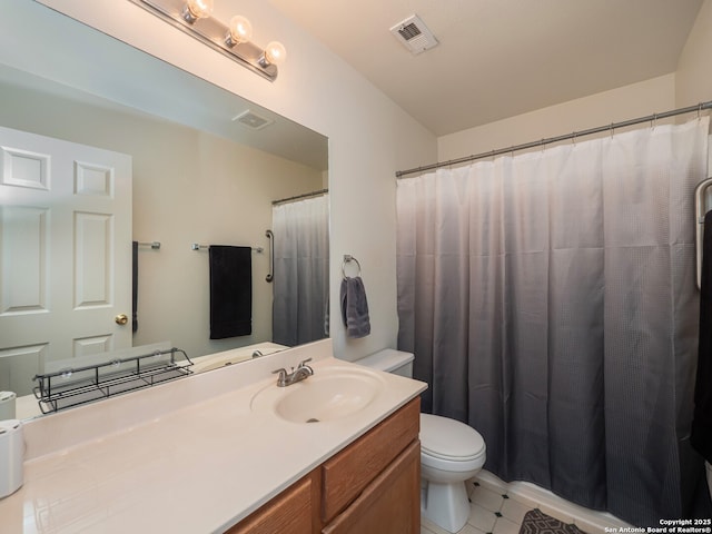 3608 Augusta Glade, Schertz, TX 78154 - bathroom featuring vanity, tile patterned floors, toilet, and visible vents