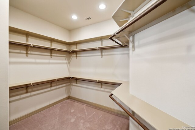 spacious closet featuring carpet floors and visible vents