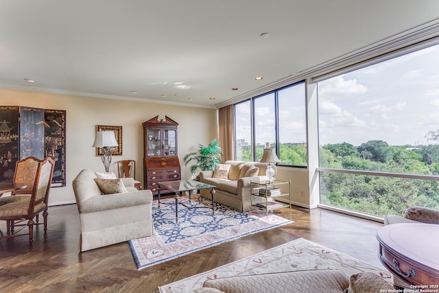 200 Patterson Unit 312, San Antonio, TX 78209 - living room featuring crown molding, baseboards, and recessed lighting